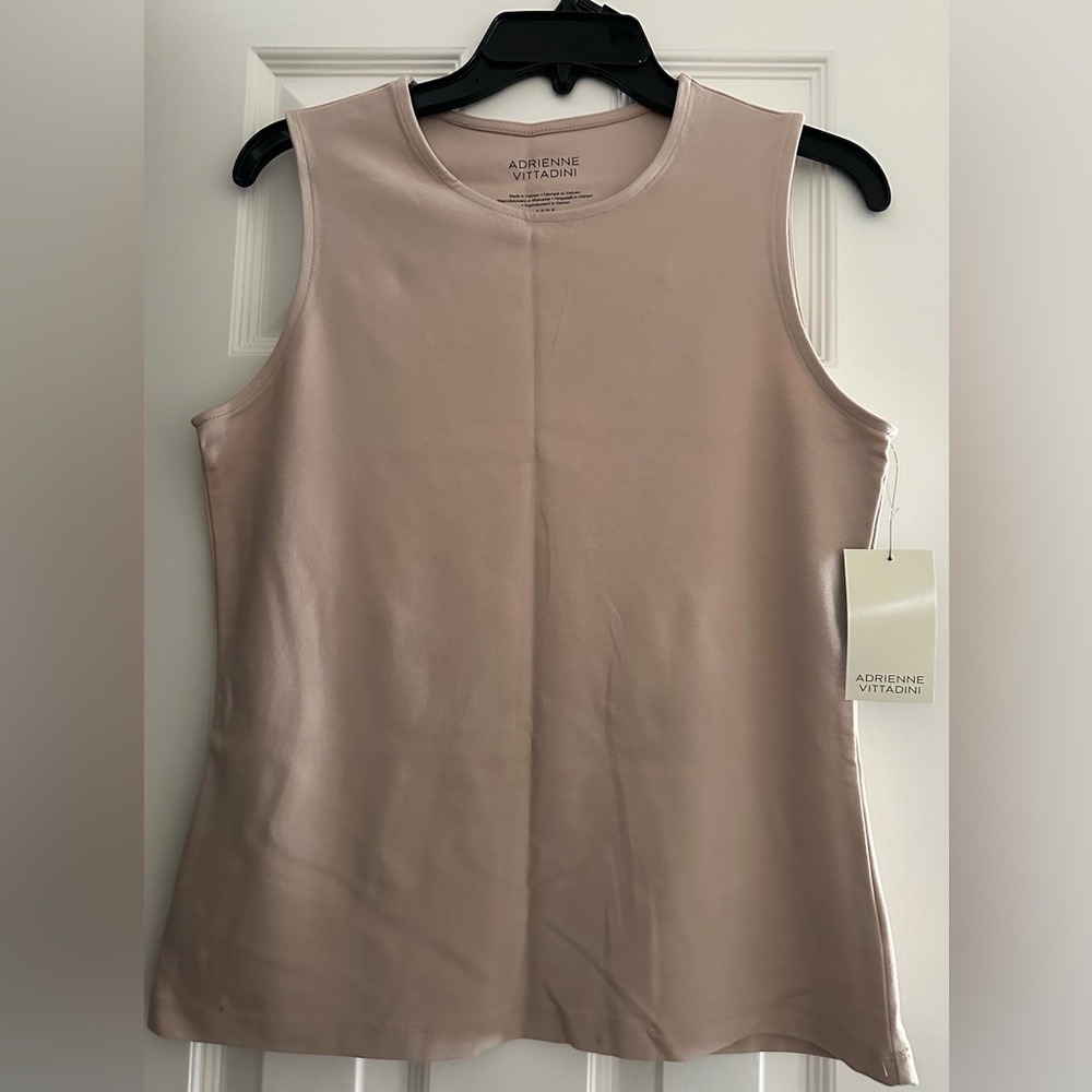 Adrienne Vittadini sleeveless tan knit top, size medium, women